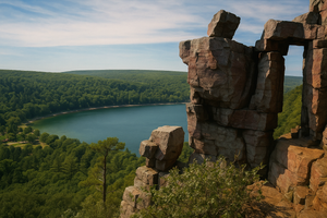 Scenic View with Devils Doorway, Devil's Lake in Wisconsin